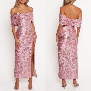 Petal & Pup Lilia Off the Shoulder Floral Jacquard Maxi Dress NEW